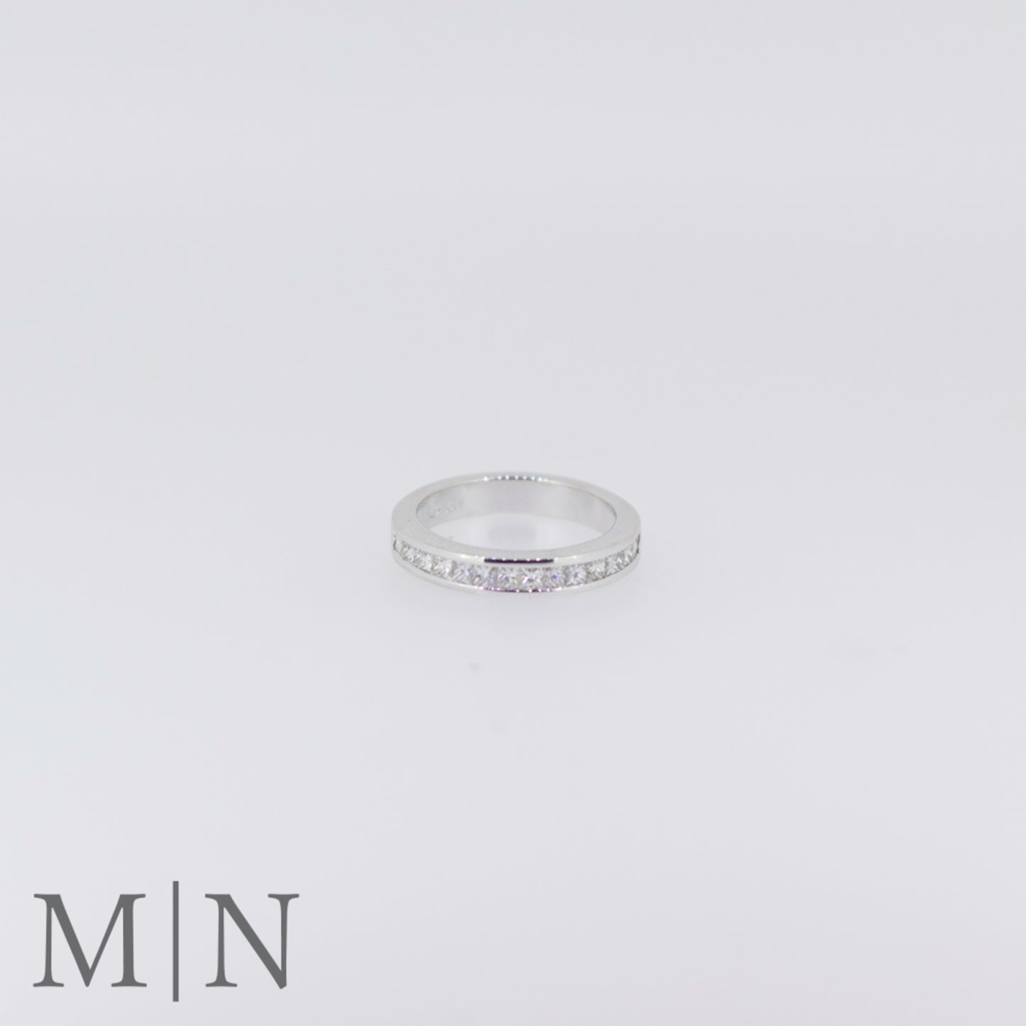 White Gold Channel Set Princess Diamond Half-Eternity Ring