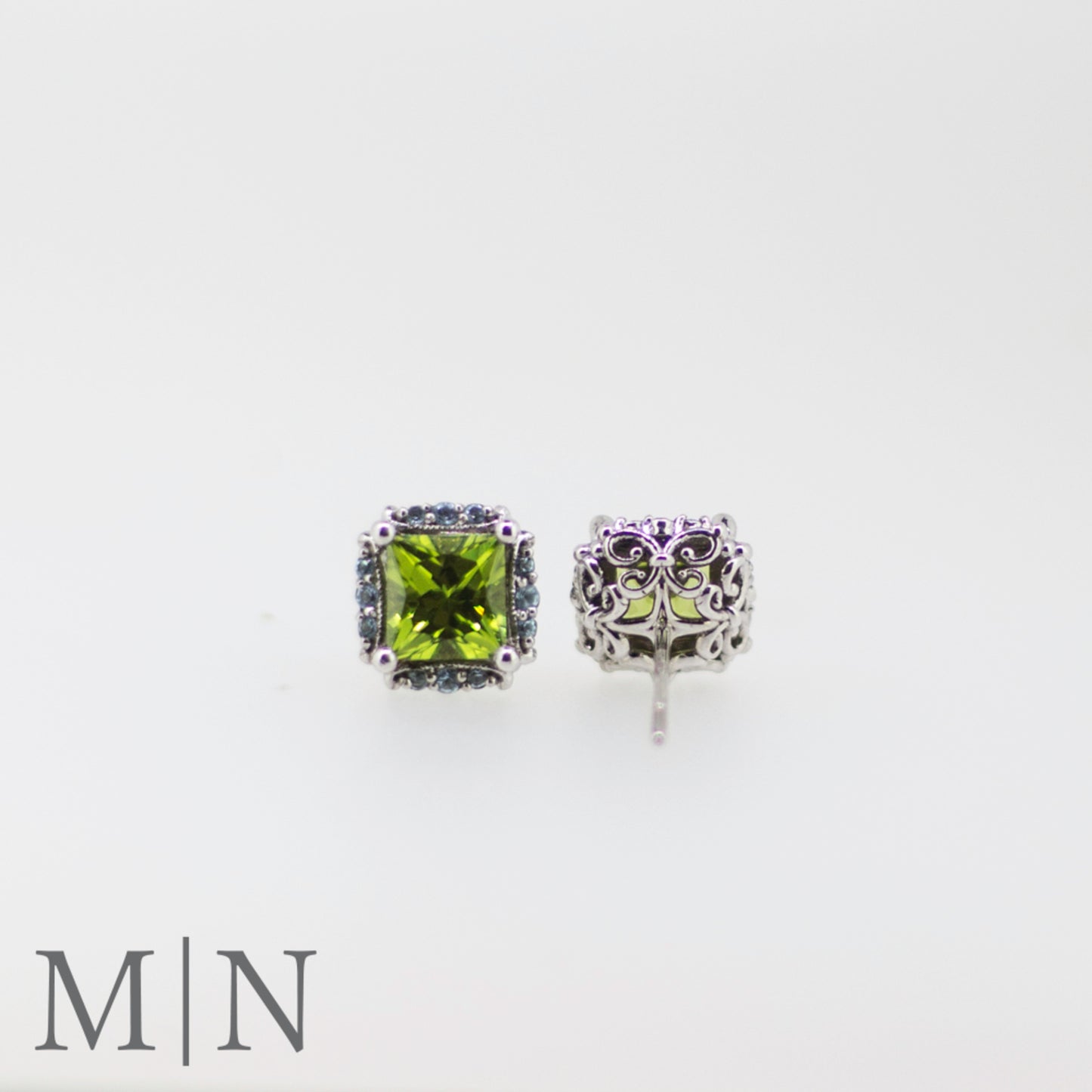 White Gold Peridot & Topaz Stud Earrings