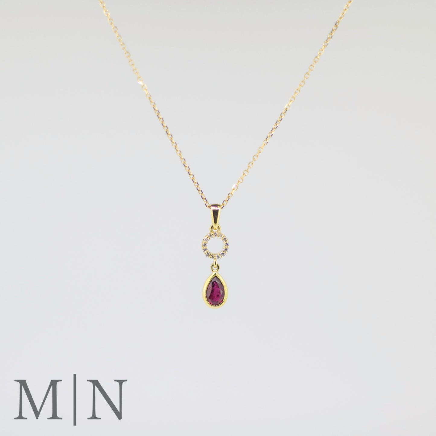 Yellow Gold Ruby & Diamond Pendant