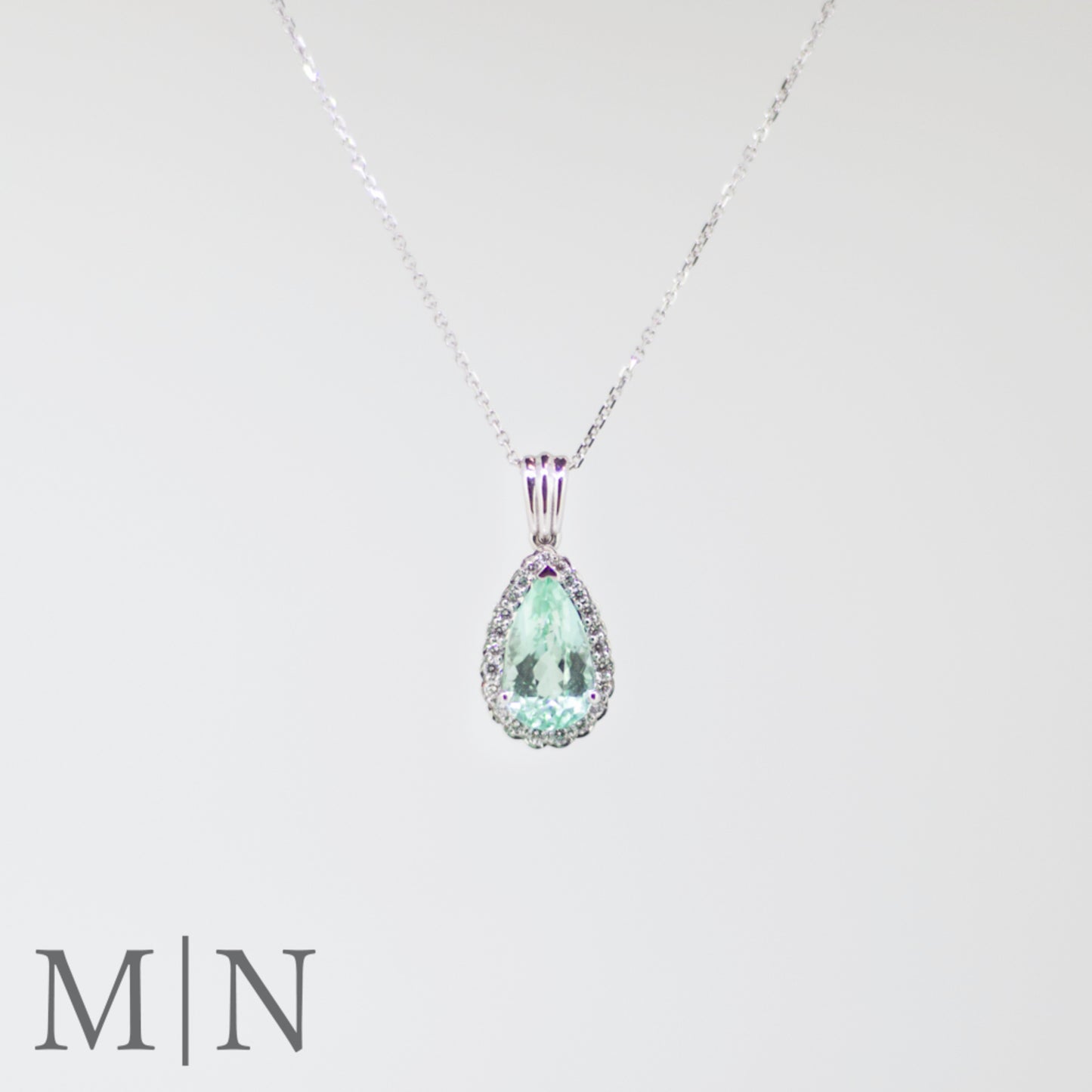 White Gold Tourmaline & Diamond Pendant