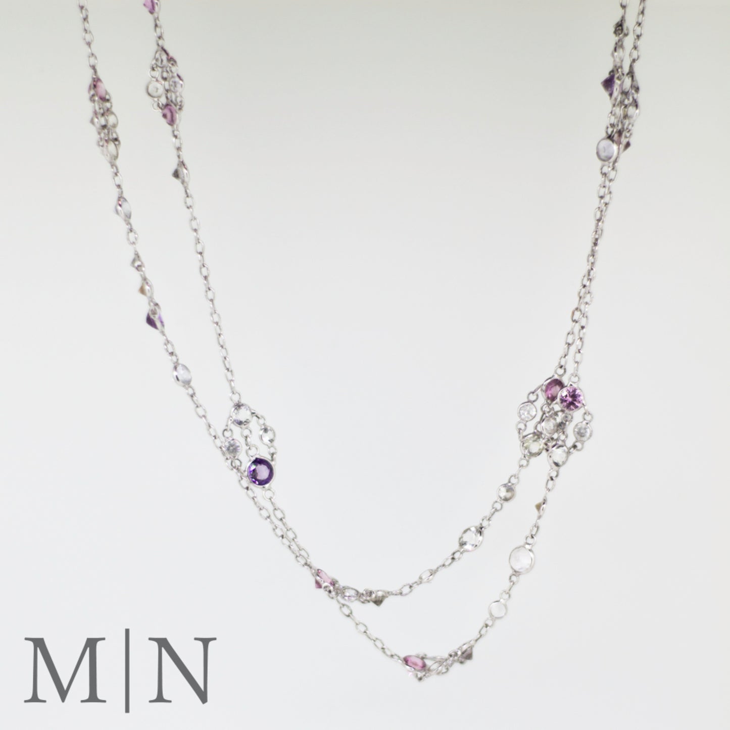 Handmade White Gold Sapphire Chain