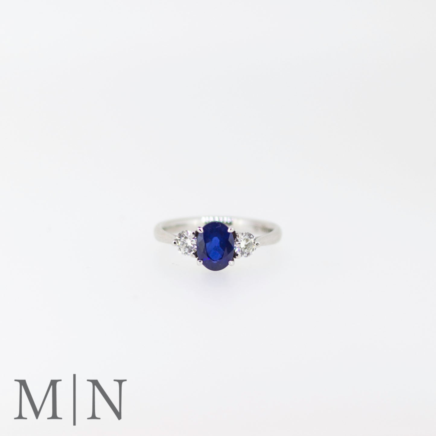 White Gold Sapphire & Diamond Trilogy Ring