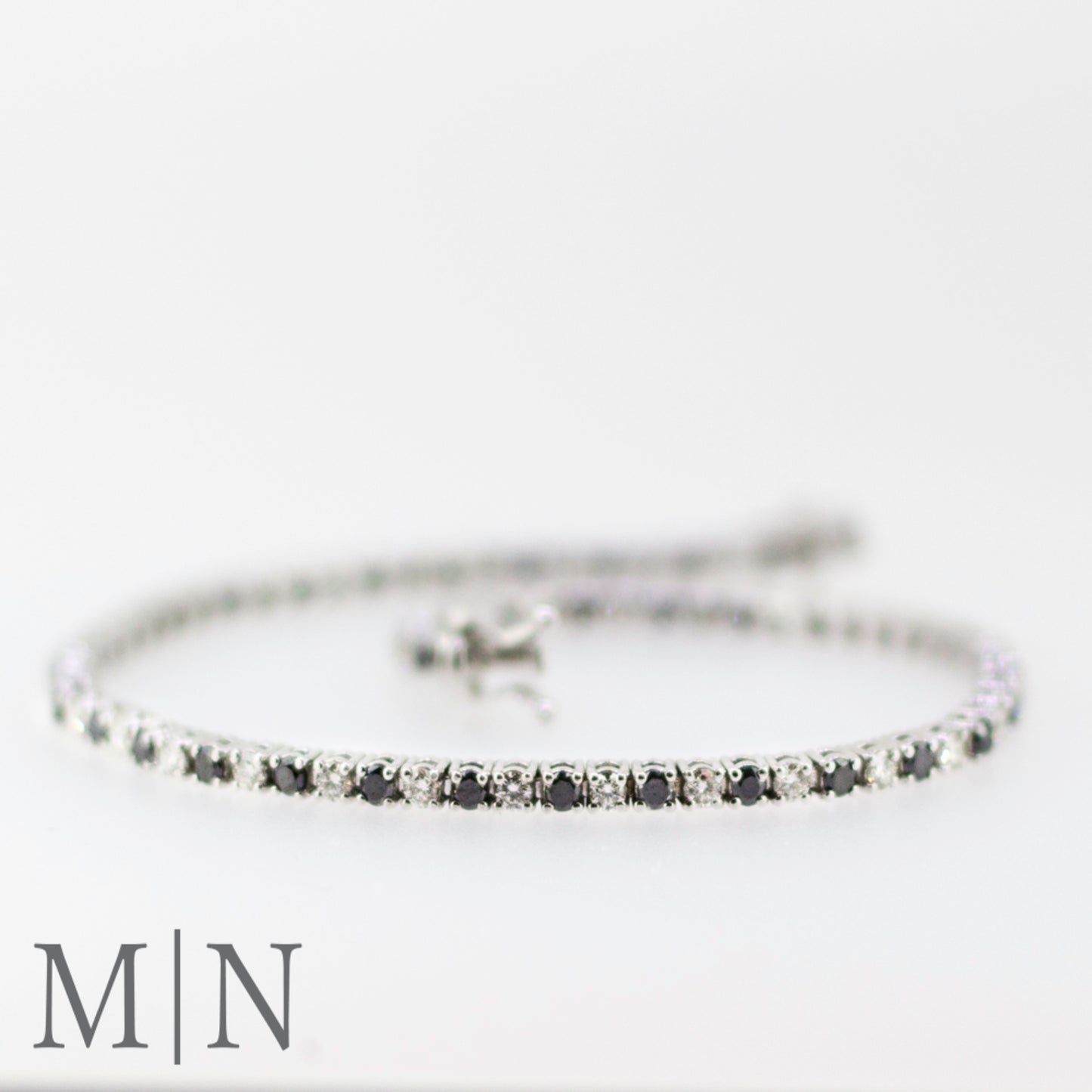 White Gold Black & White Diamond Tennis Bracelet