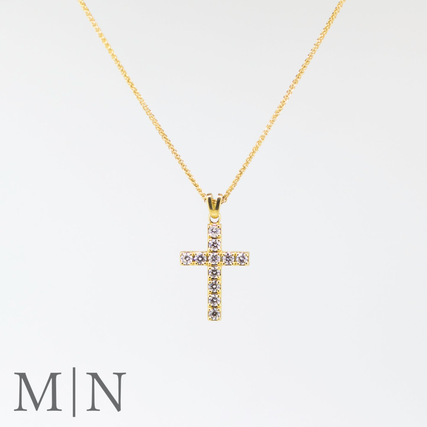 Yellow Gold Diamond Cross Necklace