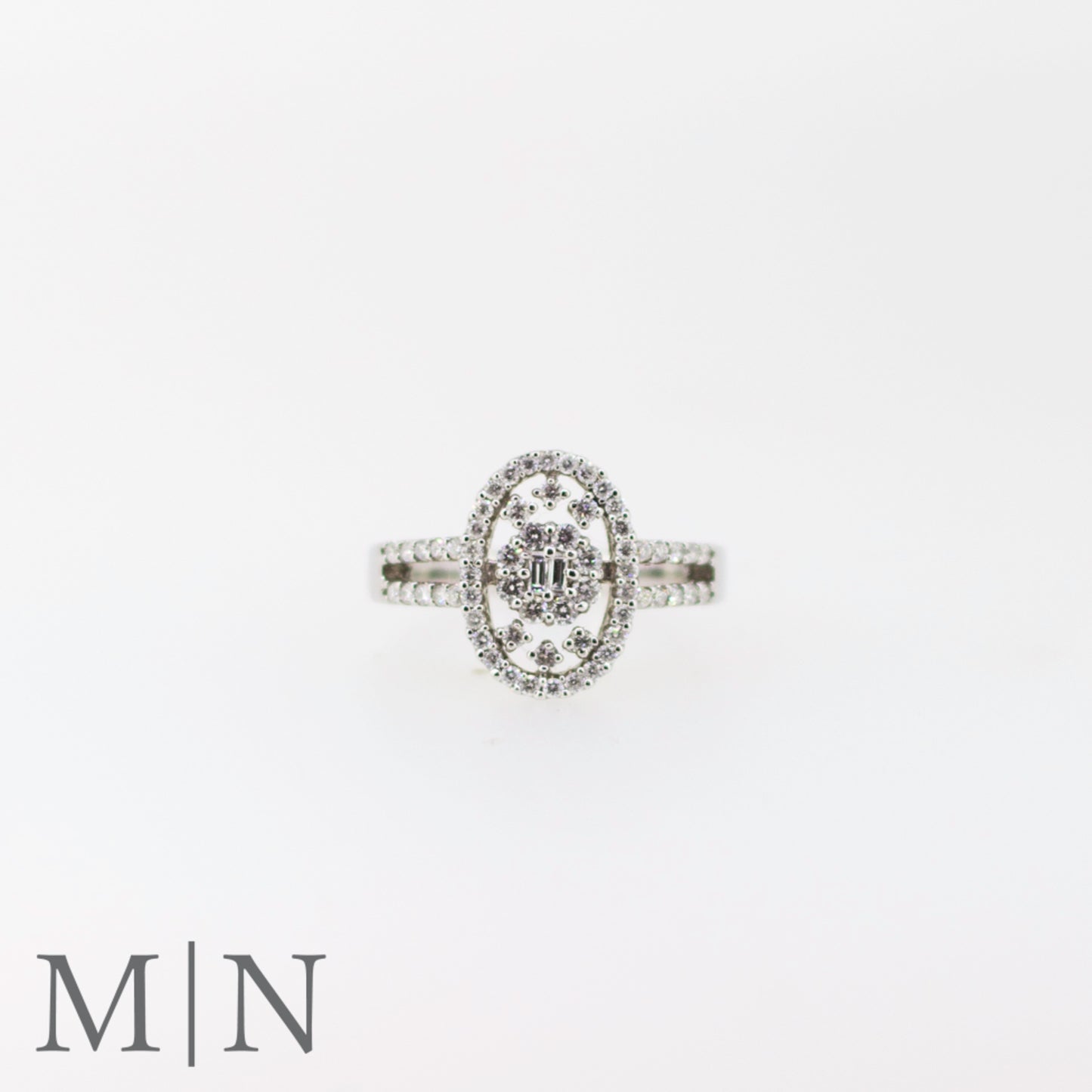 White Gold Diamond Cluster Dress Ring