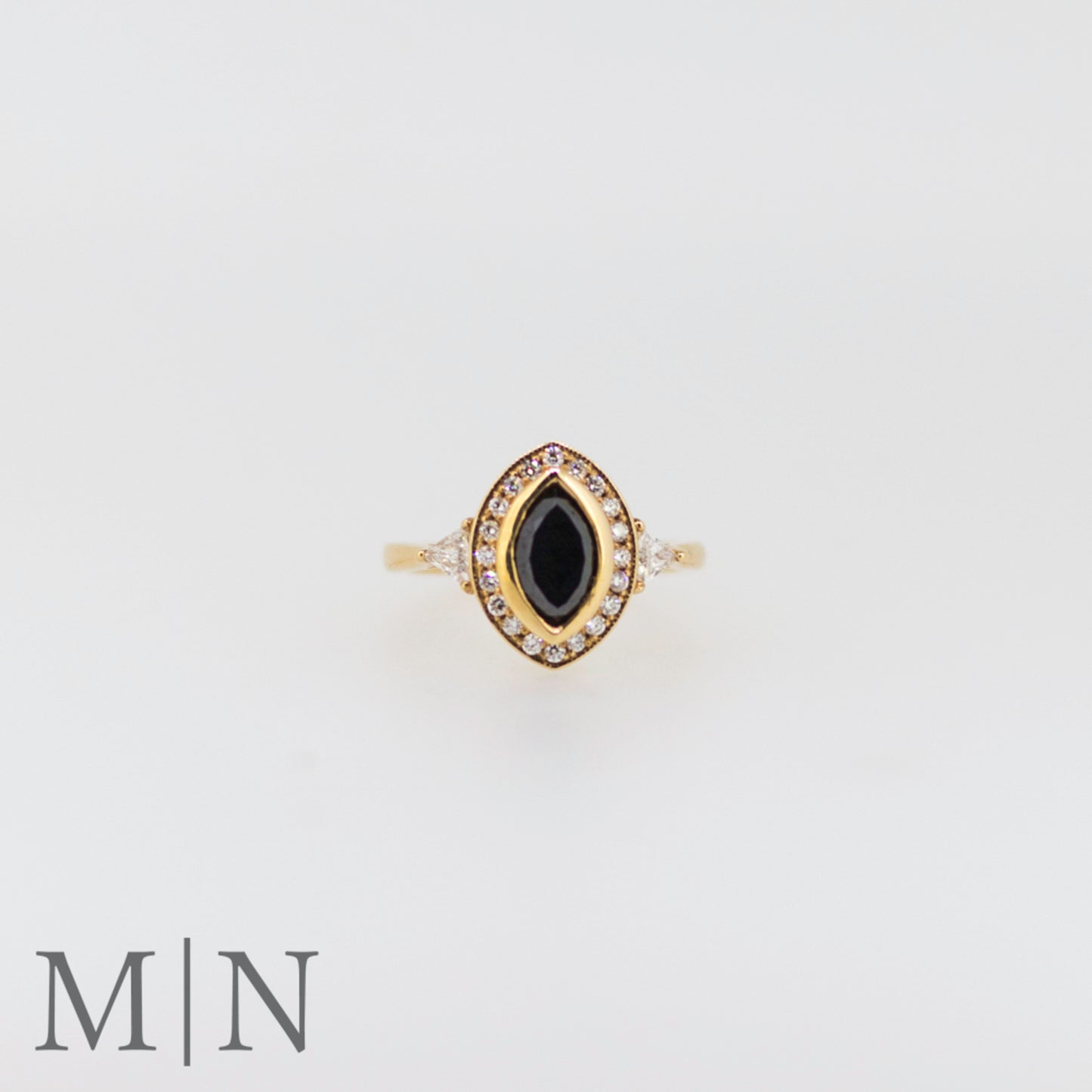 Rose Gold & Black Marquise Diamond Halo Ring