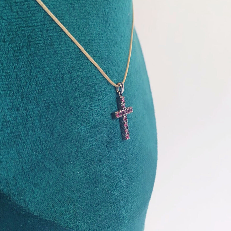 White Gold Ruby Cross Pendant