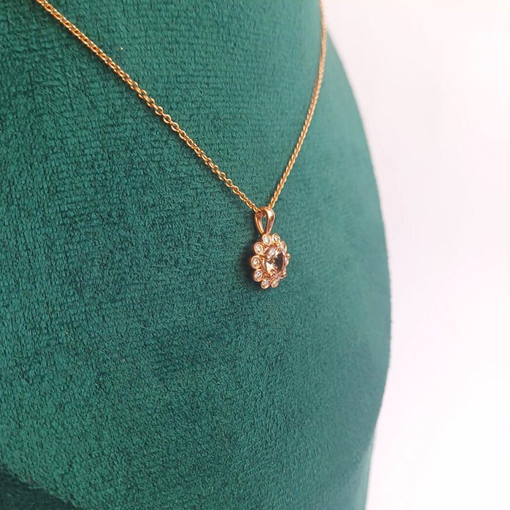 Rose Gold Morganite & Diamond Pendant