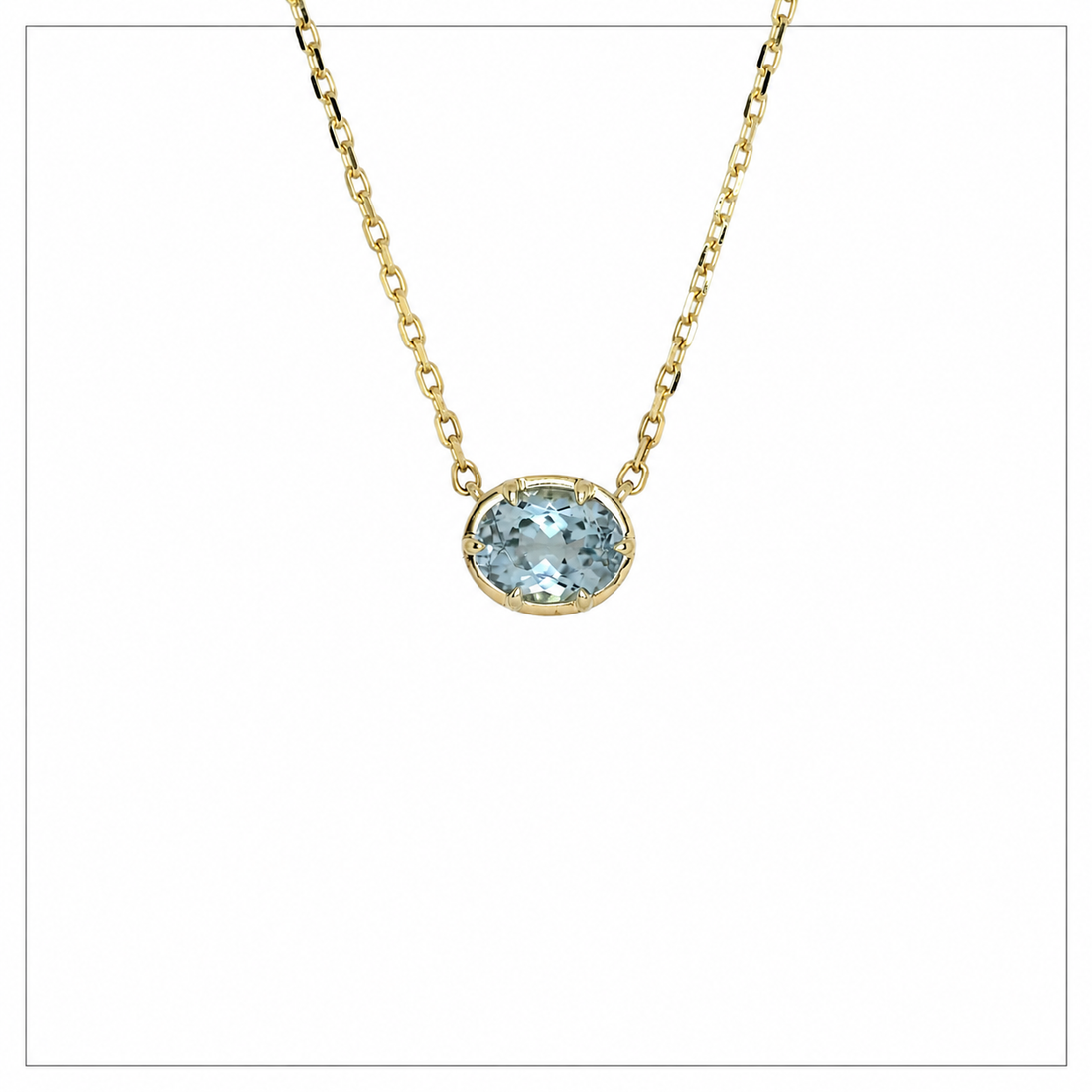 9kt gold Skye blue topaz necklace, colourful gemstone jewellery