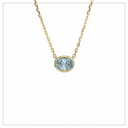 9kt gold Skye blue topaz necklace, colourful gemstone jewellery