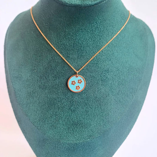 Blue Enamel & Diamond Rose Gold Pendant