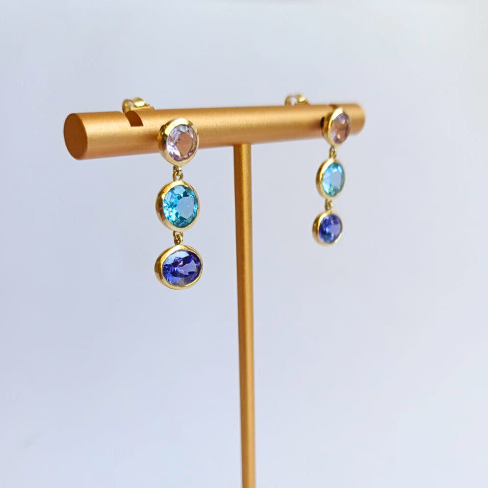 Yellow Gold Gemstone Drop Earrings