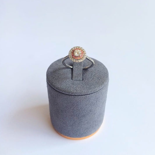 White Gold Diamond & Pink Sapphire Ring