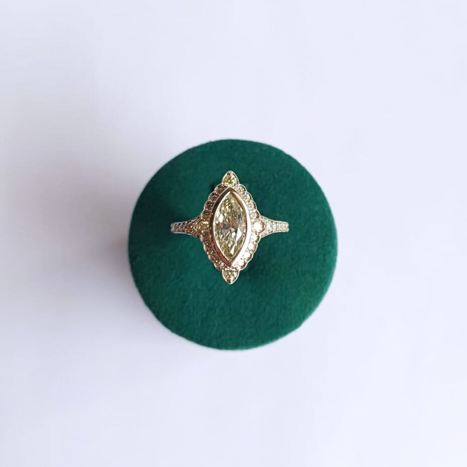 White Gold Marquise Diamond Halo Dress Ring