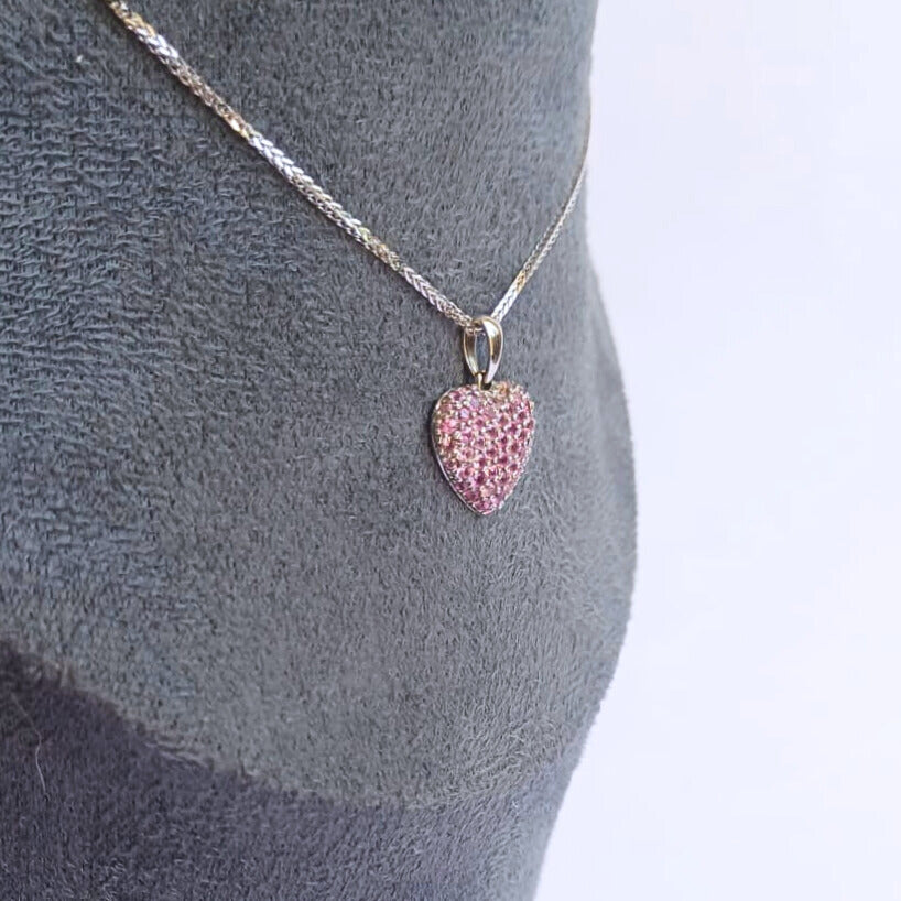 White Gold & Pink Sapphire Heart Necklace