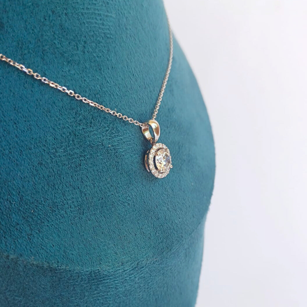 White Gold Diamond Halo Pendant