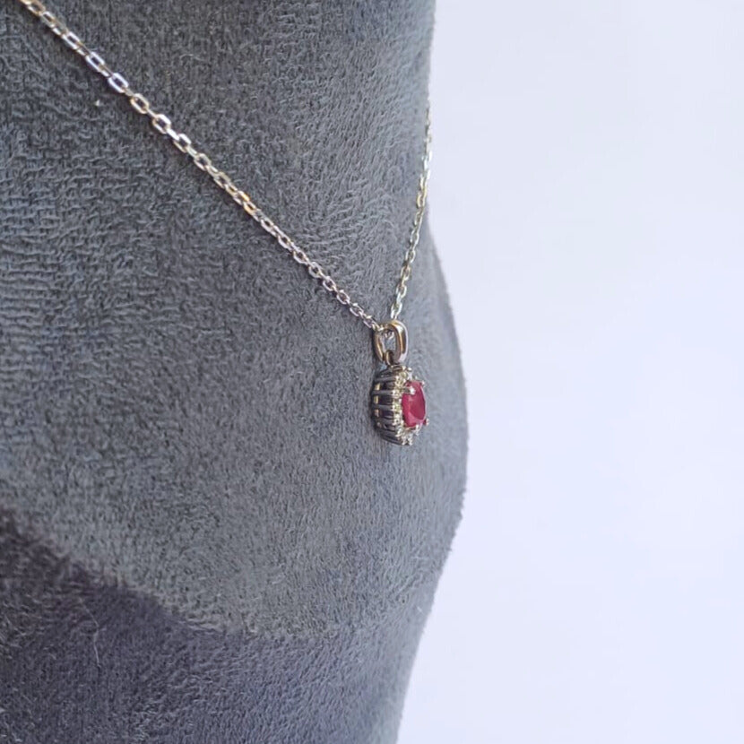 White Gold Ruby & Diamond Pendant