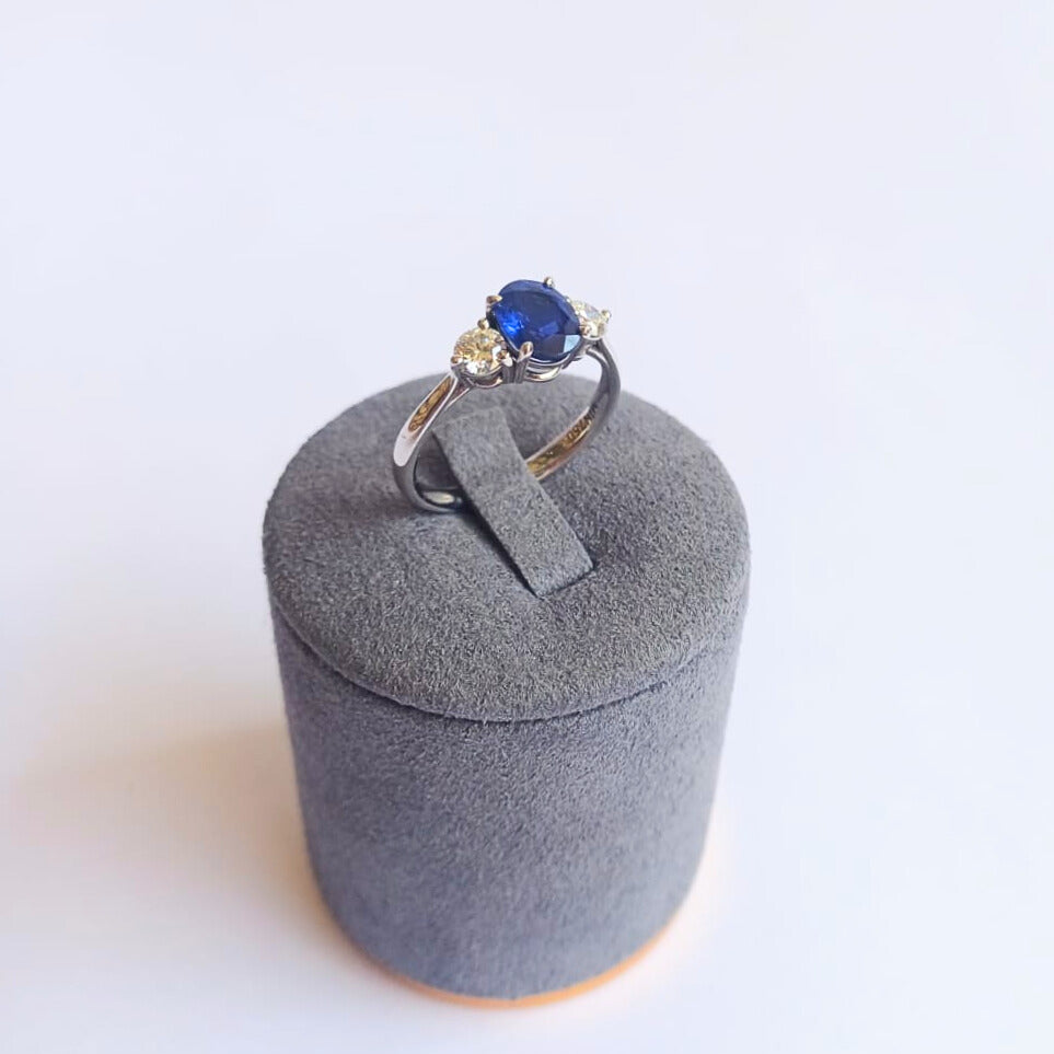 White Gold Sapphire & Diamond Trilogy Ring