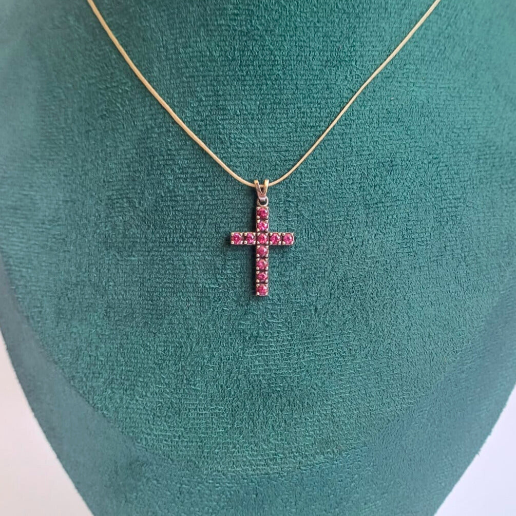 White Gold Ruby Cross Pendant
