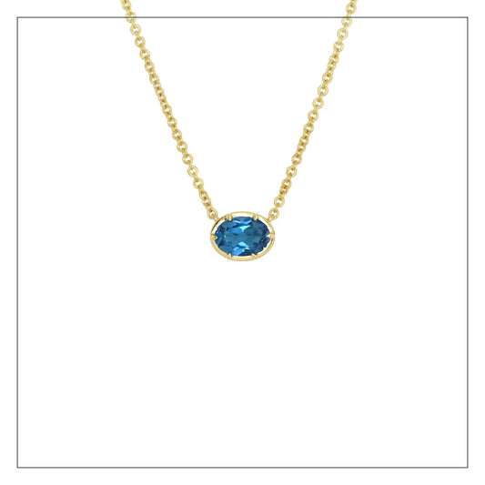 9kt Gold London blue topaz necklace