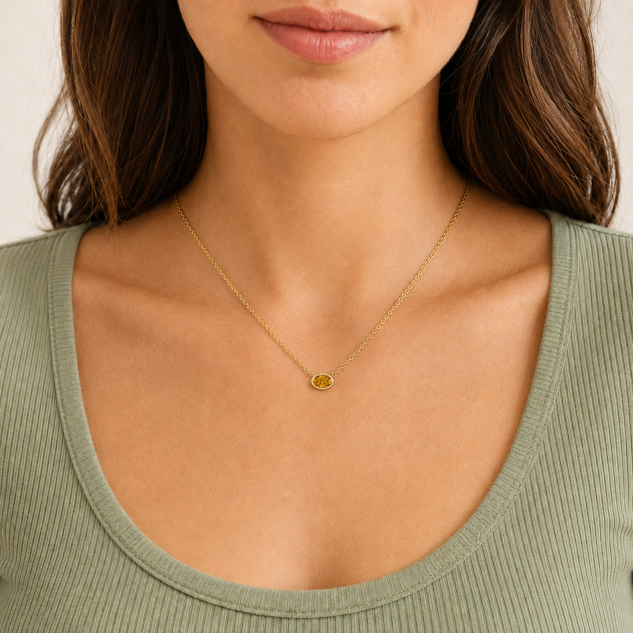 9kt Gold and citrine necklace