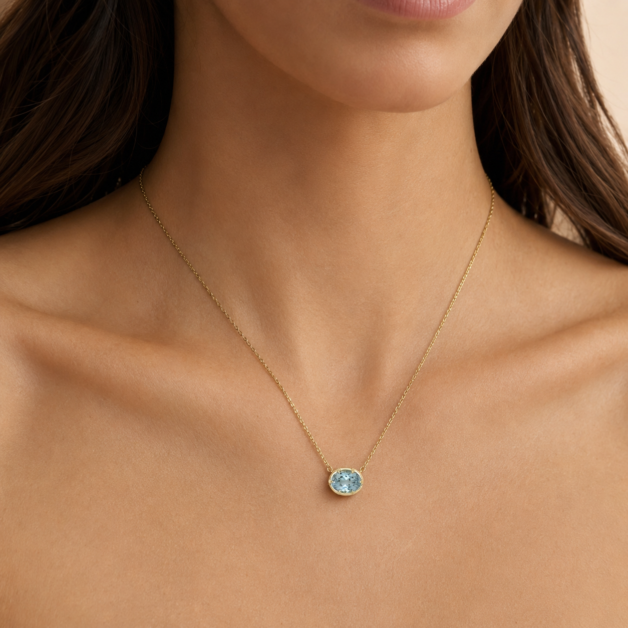 9kt Gold Skye blue topaz necklace