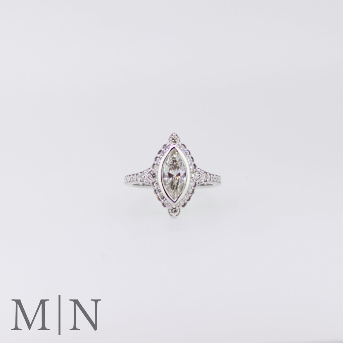 White Gold Marquise Diamond Halo Dress Ring
