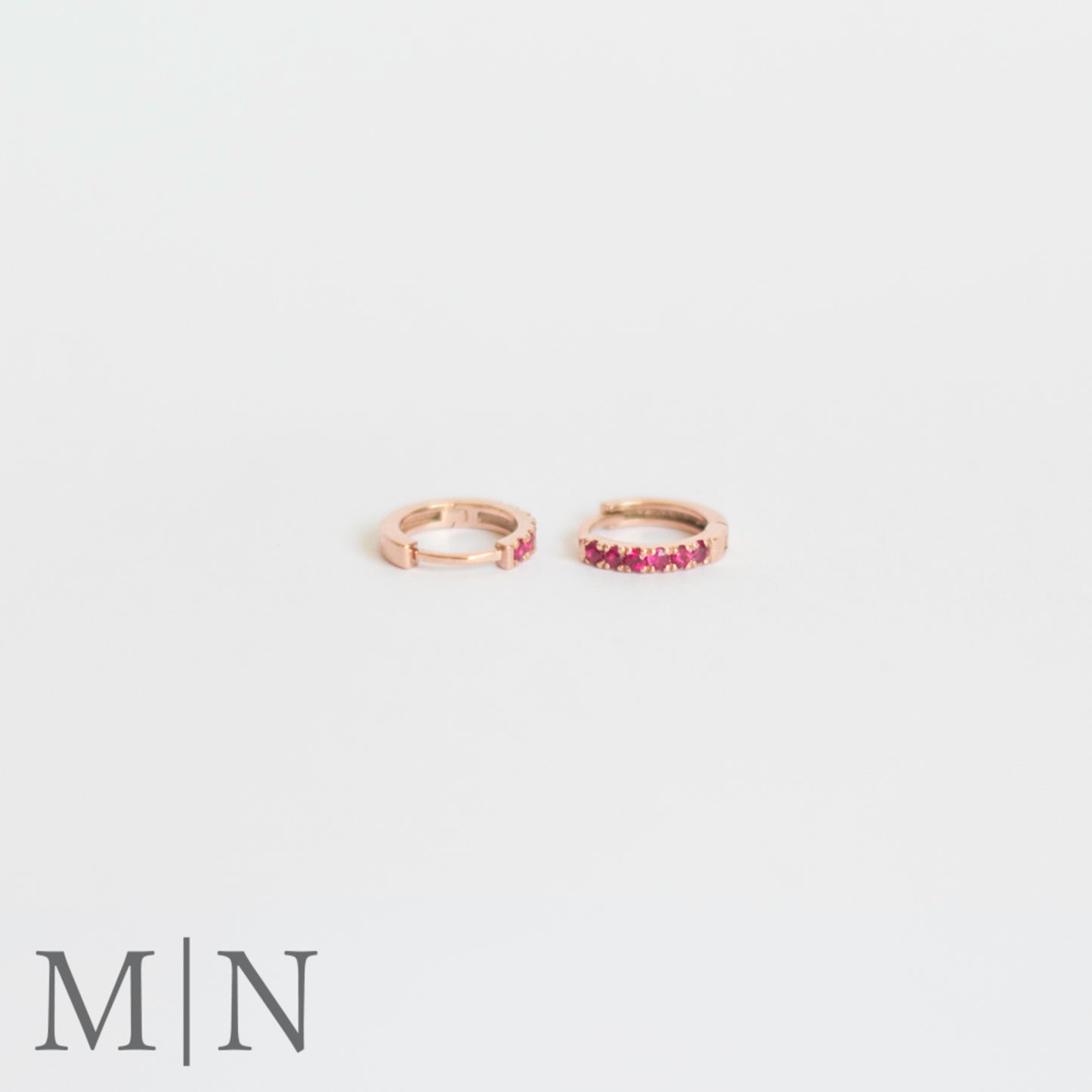 Rose Gold Ruby Hoop Earrings