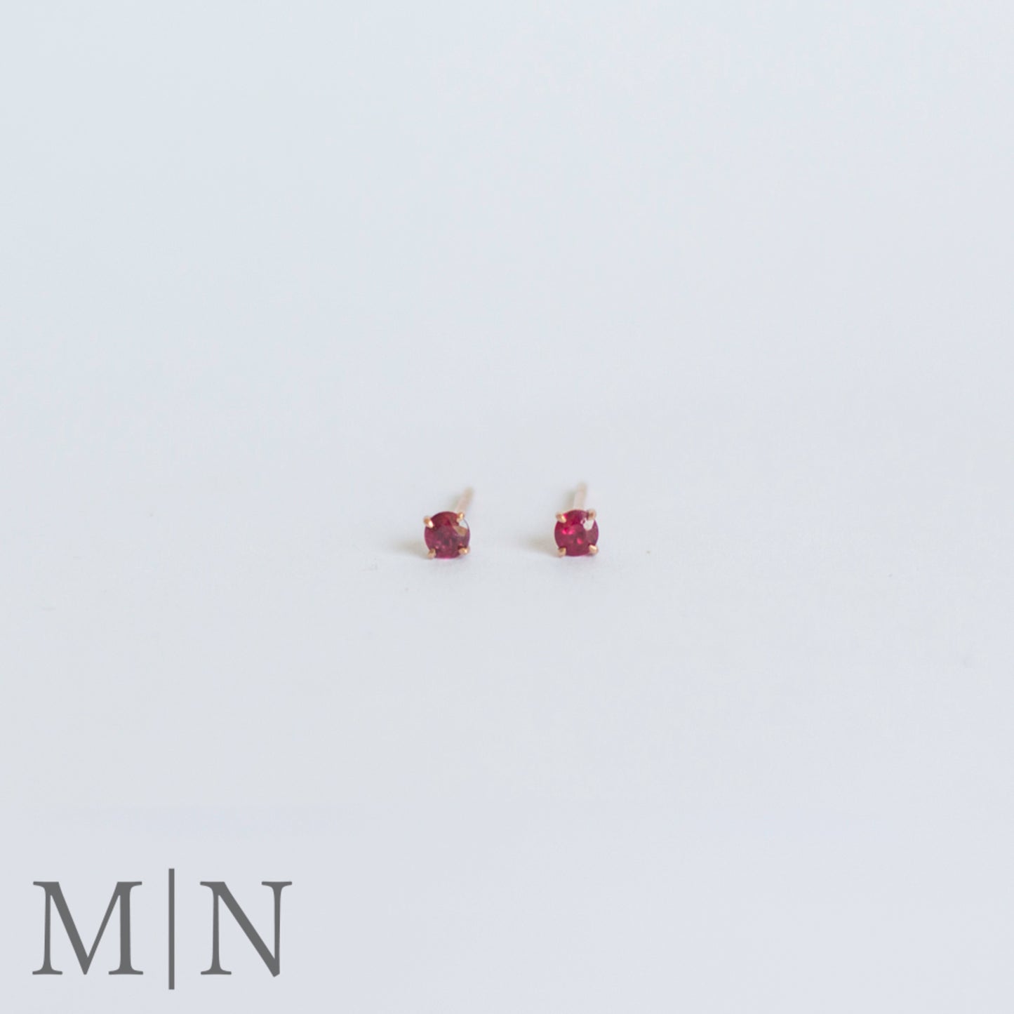 Rose Gold & Ruby Stud Earrings