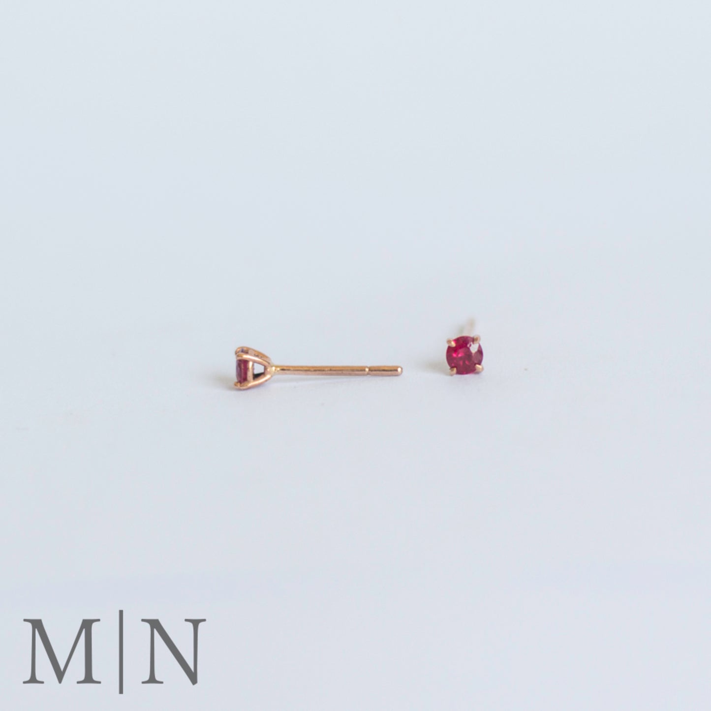 Rose Gold & Ruby Stud Earrings