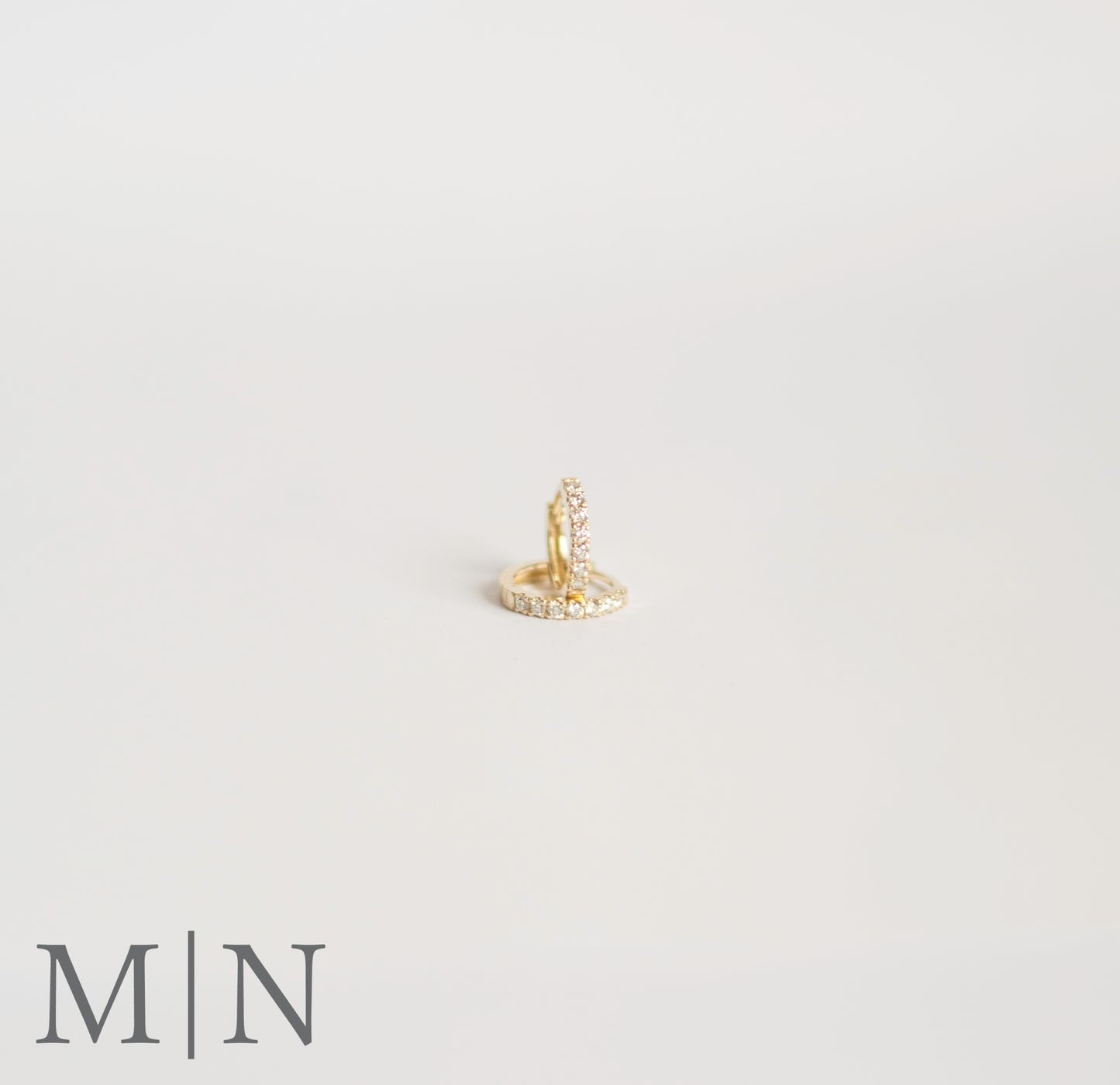 Yellow Gold Diamond 12mm Huggie Earrings