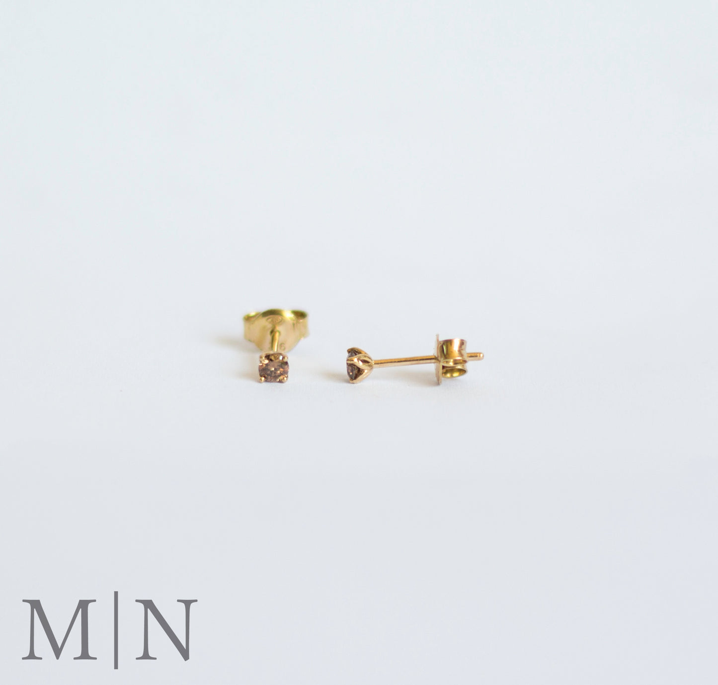 Yellow Gold Brown Diamond Stud Earrings