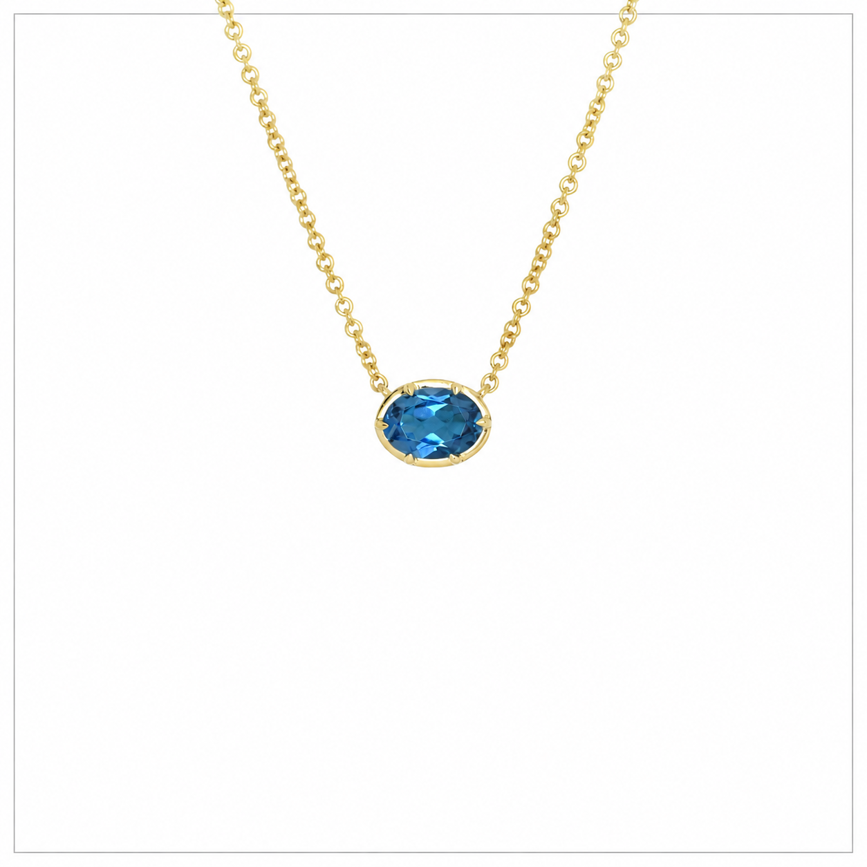 9kt Gold London blue topaz necklace