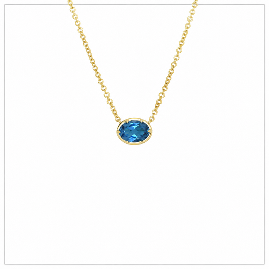 9kt Gold London blue topaz necklace