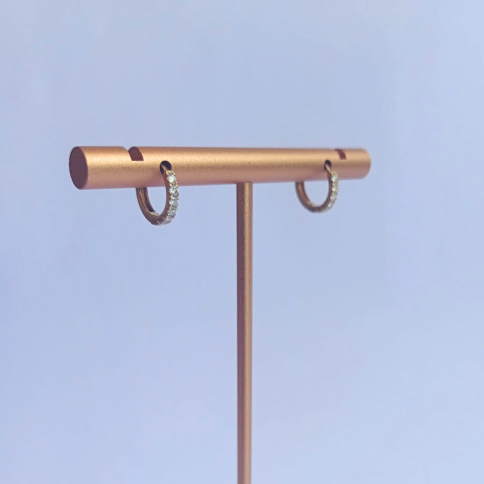 Yellow Gold Diamond 10mm Huggie Earrings