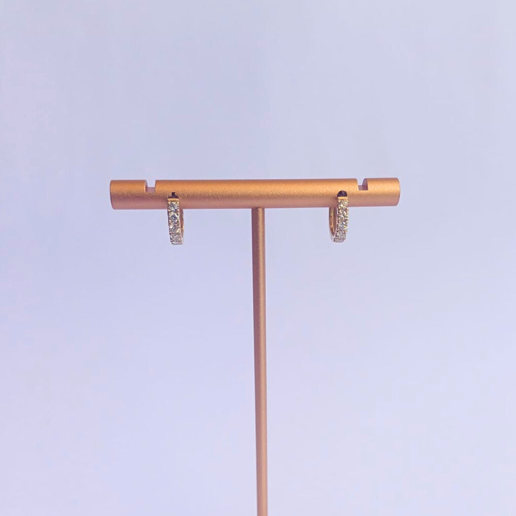 Yellow Gold Diamond 12mm Huggie Earrings