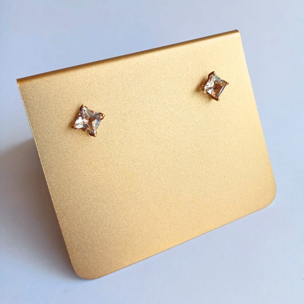 Rose Gold Princess Cut Morganite Stud Earrings