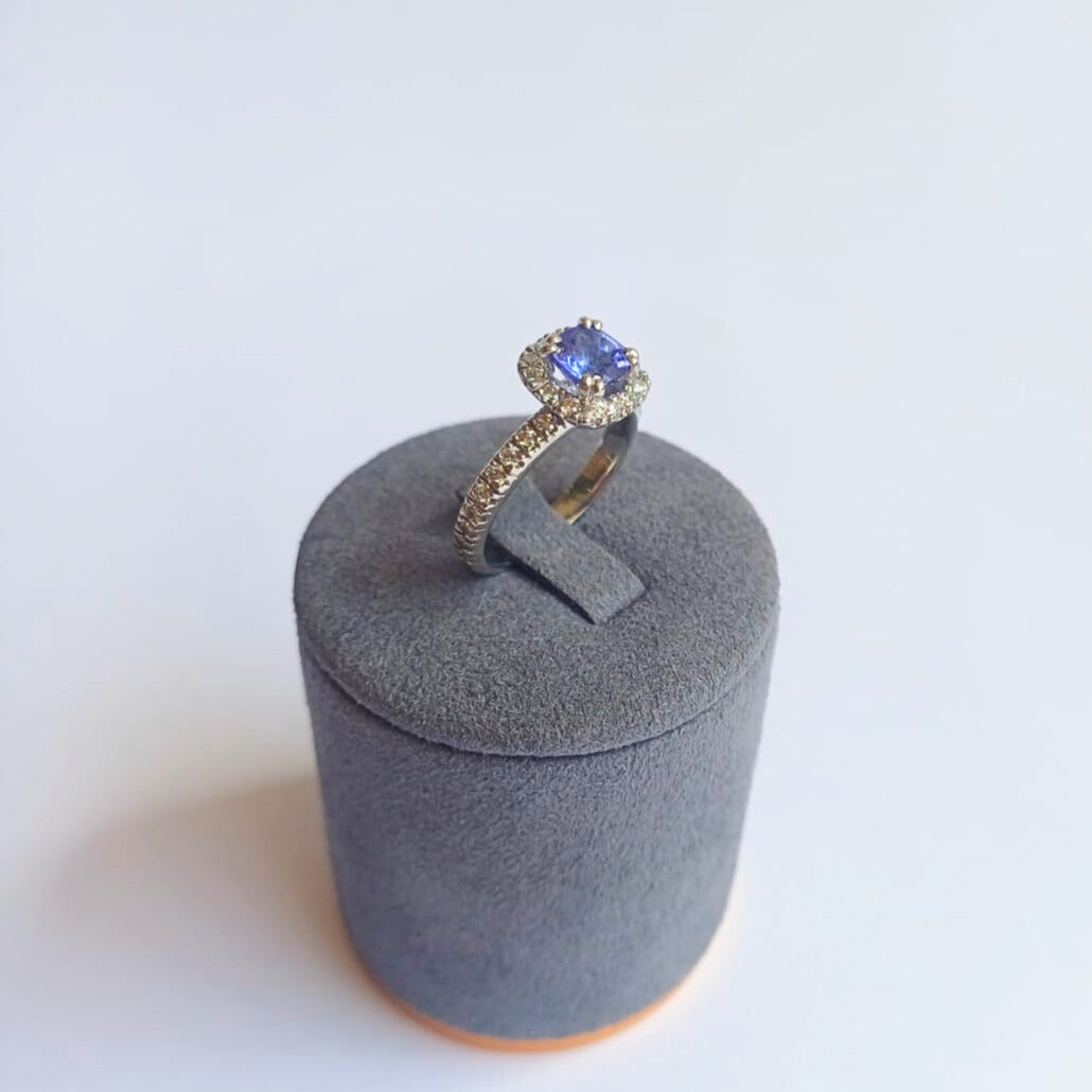 Platinum Tanzanite Halo Ring